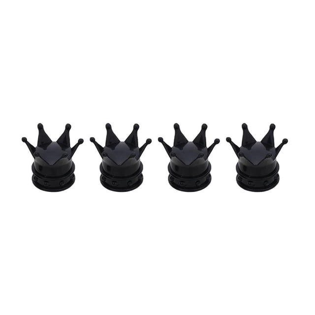Tapa De Válvula 4 tapas de vástago de válvula de aire de neumático de coche estilo corona universal (negro)