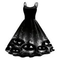 thumbnail image 4 of TTUHYWXI Halloween Dresses for Women 2025 Vintage 50s Spaghetti Strap Scary Graphic A Line Midi Dress for Party (Black, XL), 4 of 6