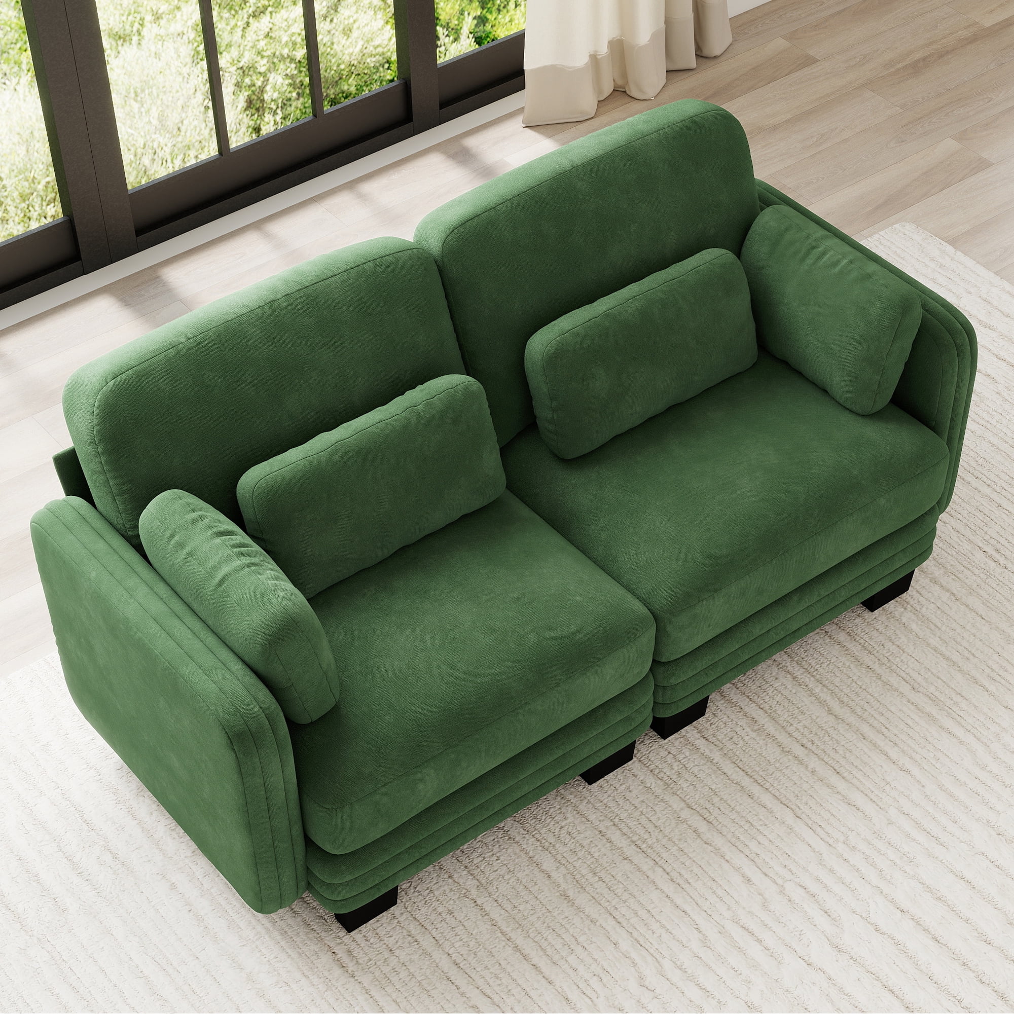 70" Modern Modular 2 Seater Loveseat Sofa Couch with 4 Pillows