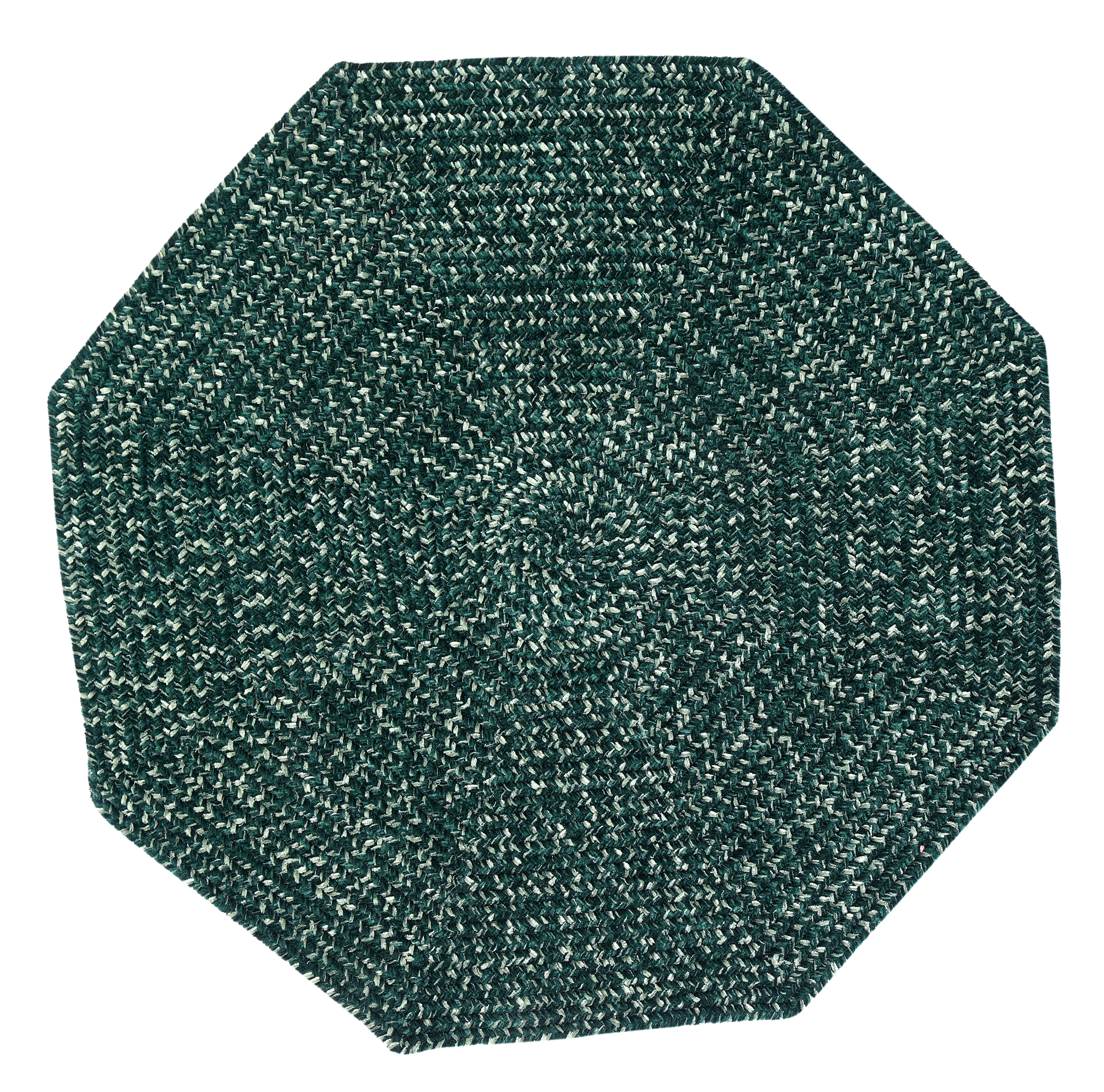 Better Trends 48" Octaganol Braided Rug 100% Polyester Durable and Stain Resistant Reversible Indoor Area Utility Rug, Chenille Tweed Collection - Diluth & Emeralad
