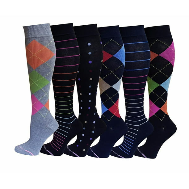 dr-motion - 6 pairs women graduated compression socks (assorted ...