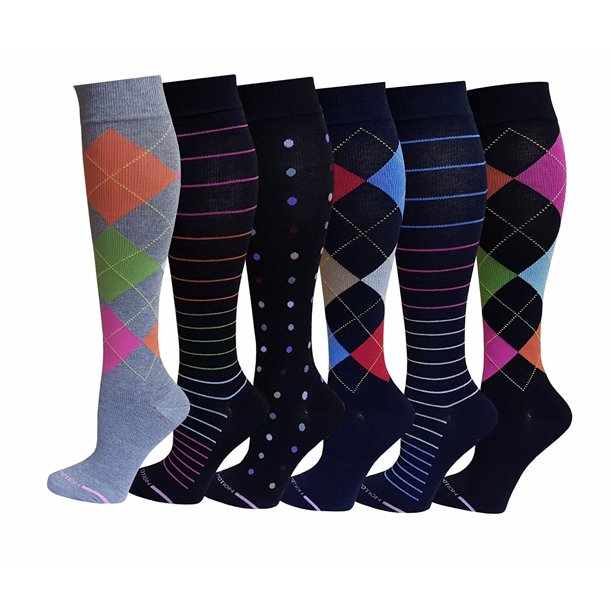 drmotion 6 pairs women graduated compression socks (assorted