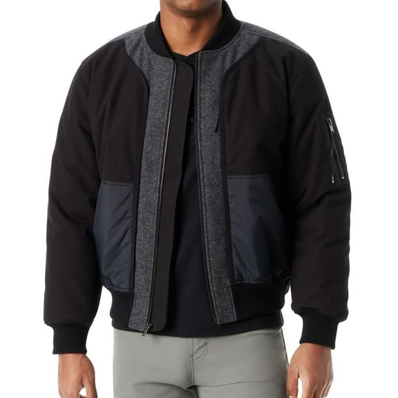 Bass Outdoor Mens Regular fit Mixed Media Bomber Jacket Coat Medium Black Solid