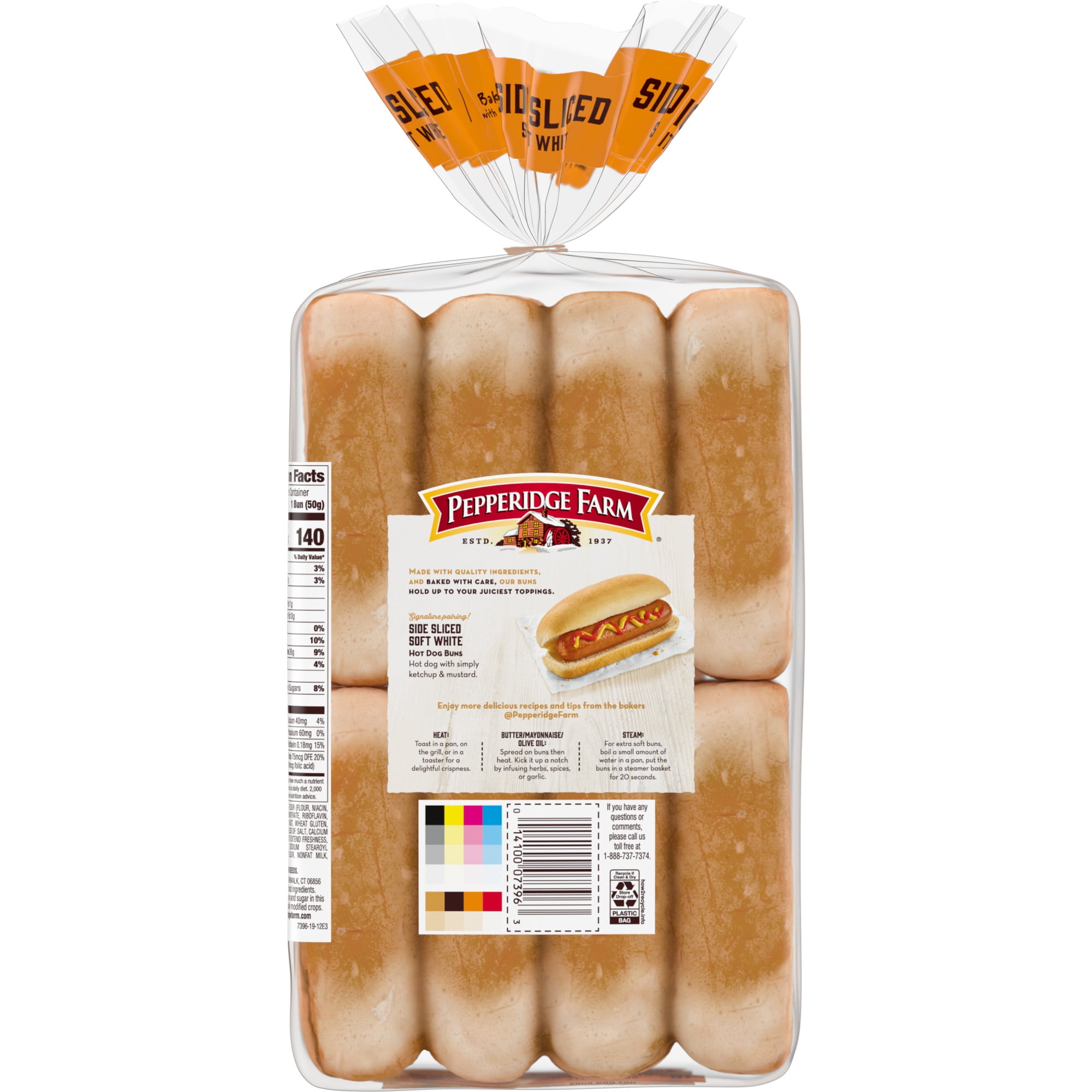 Pepperidge Farm Bakery Classics, Soft White Side Sliced Hot Dog Buns, 16-Pack Bag