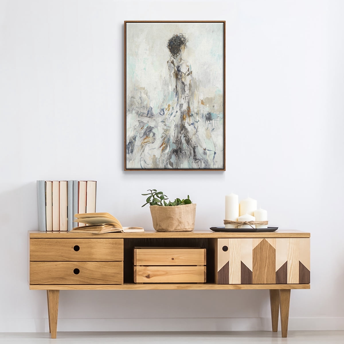 Romantic Reflection II Framed Premium Gallery Wrapped Canvas - Ready to Hang - 25 x 37 - Walnut Floating Frame