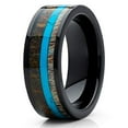 thumbnail image 3 of Silly Kings Deer Antler 8mm Wedding Band - Black Ring - Turquoise Wedding Ring - Antler Ring (15), 3 of 3