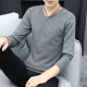 thumbnail image 3 of Suéteres de punto para hombre, ropa de hombre de color sólido, jerseys de cuello en V, camiseta, sudadera negra lisa, manga larga, 100 % prendas de punto, XS, 3 of 5