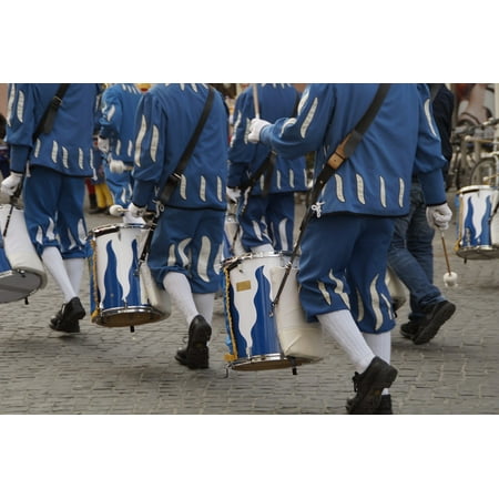 Canvas Print in A Row Drummer Musician Marching Music Group Stretched Canvas 10 x