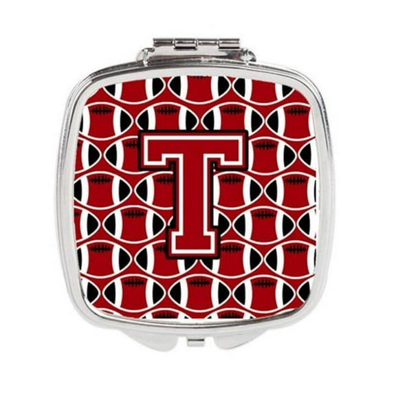 Carolines Treasures Letter T Football Red - Black & White Compact Mirror