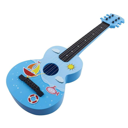 Toy Guitar Rock Star 6 String Acoustic Kids 25.5” Ukulele With Guitar Pick Children's Musical Instrument Vibrant Sound Tunable Strings Educational And Perfect For Learning How To Play Blue (Best Way To Learn Rock Guitar)