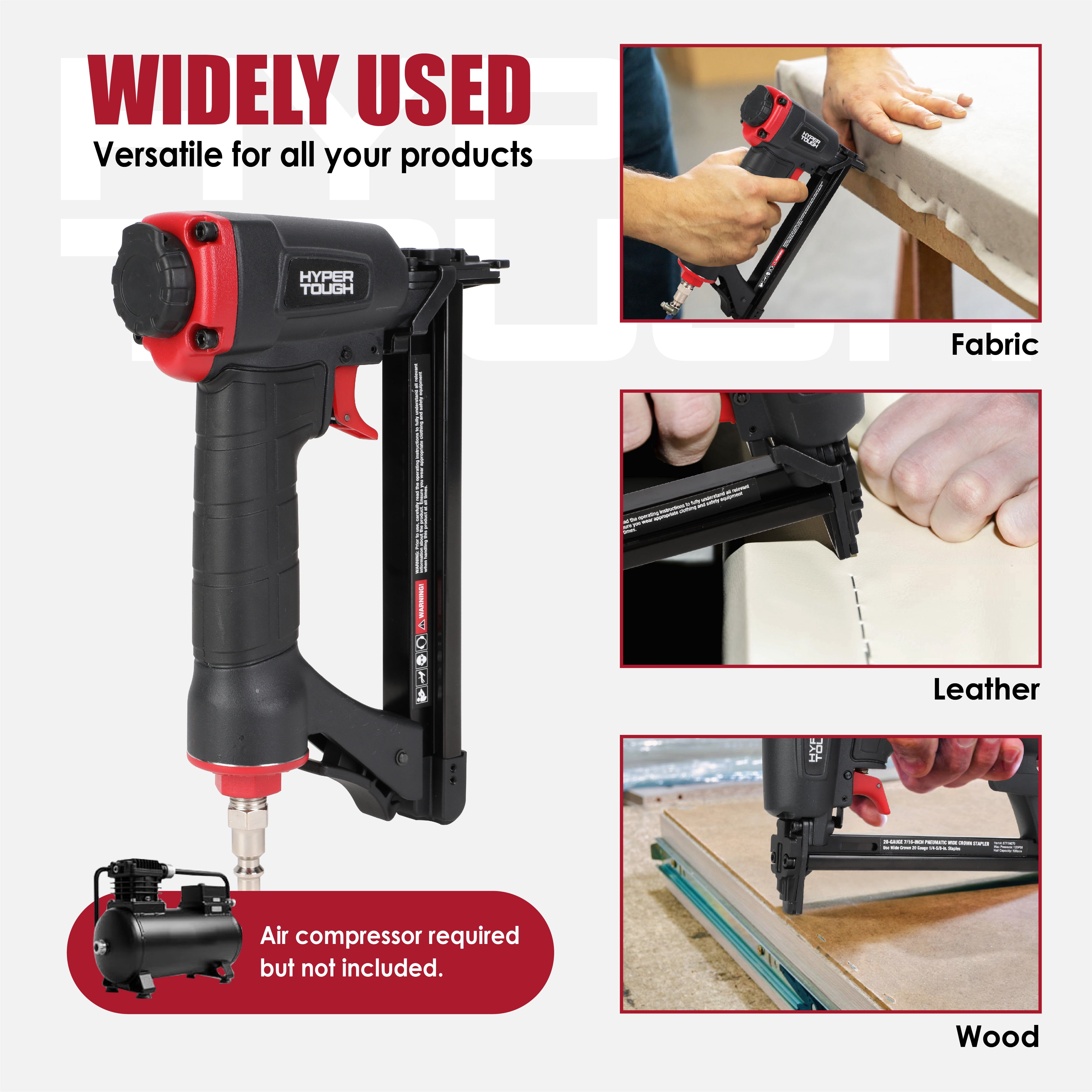 Hyper Tough 20-Gauge 7/16 inch Pneumatic Wide Crown Stapler