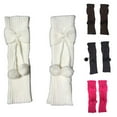 thumbnail image 4 of Visland Women Leg Warmer, Fashion Cute Solid Color Bowknot Plush Ball Soft Knitted Winter Leg Warm Thigh High Long Boot Socks, 4 of 5