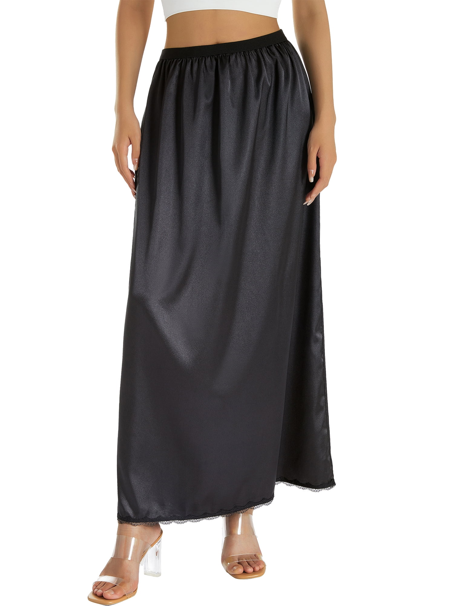 Women's Satin Half Slip 36 Lace Long Underskirt S-XXL - Walmart.com