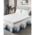 thumbnail image 4 of Green Mountain Bed Skirt Queen Size 16" Drop Retro Forest Nature Tree Sky Sun Birds Ruffled Wrap Around Bed Skirts Adjustable Elastic Bedskirt Dust Ruffle for Queen Size Bed, 4 of 7