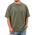 thumbnail image 2 of Oversized Tshirts For Men Vintage Short Sleeve Shirts Acid Wash Basic Tees,Army Green L, 2 of 6