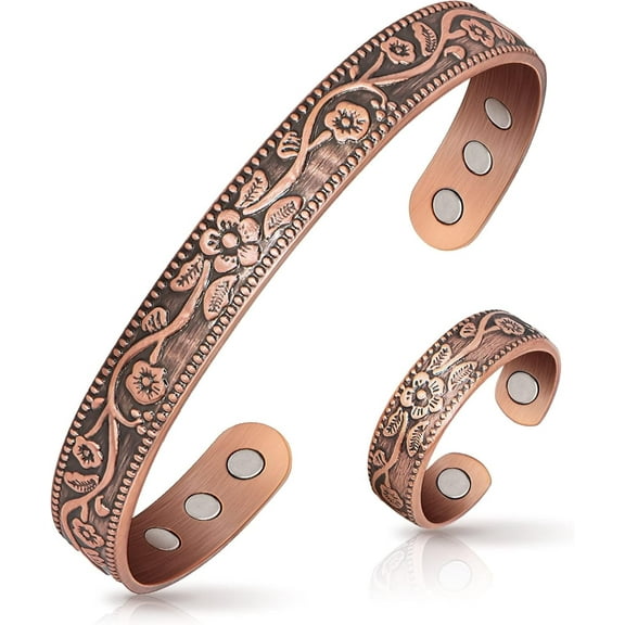 Wollet Copper Bracelets Set for Women, Magnetic Pure Copper Jewelry