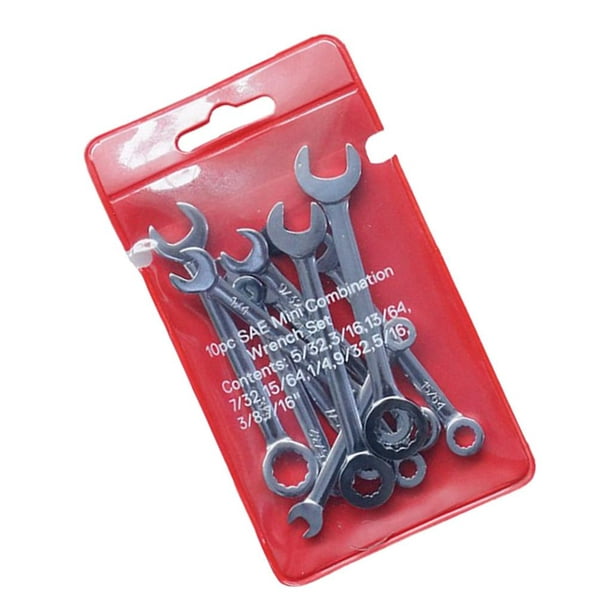 10 Pieces Steel Combination Spanner Wrench Set Flexible Head System English  System Set 