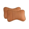 thumbnail image 4 of 2 piezas de almohada para el cuello del coche de cuero sintético, cómoda funda universal extraíble para viajes y conducción, accesorios para el coche, Marrón, 4 of 9