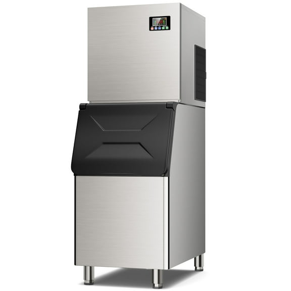 Commercial Ice Maker Machine 550LBS/24H with 350LBS Storage Bin, 156 Full Cube Ice Ready in 8-15 min, Air Cooled