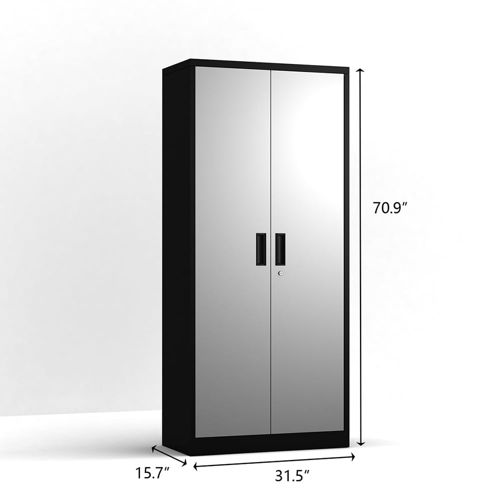 Kepooman 5 Shelf Metal Storage Cabinet with 4 Adjustable Shelves & Lockable Doors for Home Office, 31.5"L x 15.7"W x 70.9"H, Black Kepooman 5 Shelf Metal Storage Cabinet with 4 Adjustable Shelves & Lockable Doors for Home Office, 31.5"L x 15.7"W x 70.9"H, Black