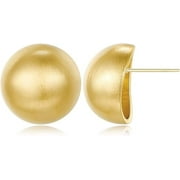 HESSAWELL Gold Stud Earrings for Women Girls Mini Half-ball Mattle Gold Studs 14K Brushed Button Earrings for Women Fashion Vintage Drop Earrings for Party Jewelry Gifts