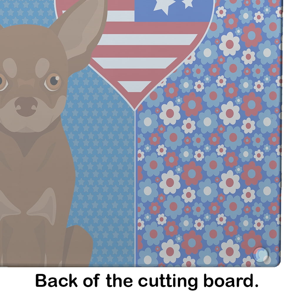 Chocolate and Tan Chihuahua Glass Cutting Board Large 12 in x 15 in