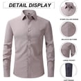 thumbnail image 3 of XINQIHANG Chemise Habillée à Manches Longues pour Hommes Coupe Régulière Décontractée Boutonnée Unie avec Poches, 3 of 7