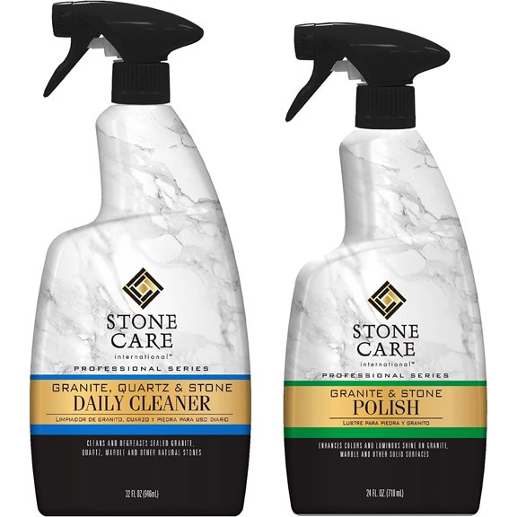 Granite Stone Cleaner and Polish Combo for Granite Marble Soapstone Quartz Quartzite Slate Limestone Corian Laminate Tile Countertop