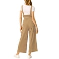 thumbnail image 4 of INSPIRE CHIC Women's Button Front High Waist Belted Straight Fit Overall Jumpsuit XL Khaki, 4 of 8