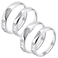 thumbnail image 1 of Anillos de Amor LoveLoom 2Pares 4Pzas Talla 2x6.5 y 2x8mm 16.9 y 18.2Ø Circunferencia 53 y 57mm Circonia/Metal Plata., 1 of 2