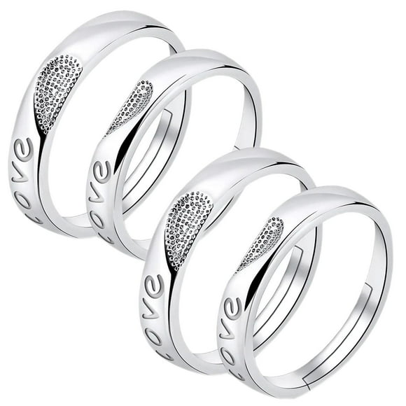 Anillos de Amor LoveLoom 2Pares 4Pzas Talla 2x6.5 y 2x8mm 16.9 y 18.2Ø Circunferencia 53 y 57mm Circonia/Metal Plata.