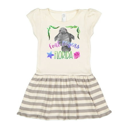 

Inktastic Fort Myers Florida Cute Swimming Manatee Gift Toddler Girl Dress