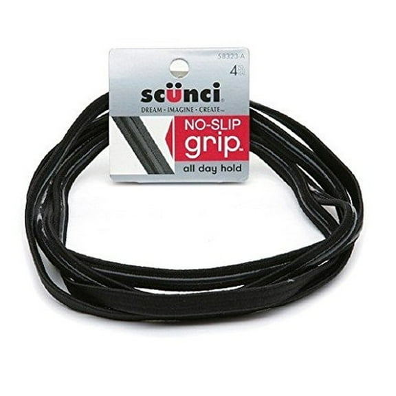 Scunci No-slip Grip Flat Black Headbands (Pack of 4)