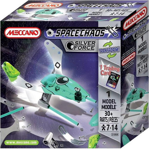 802100A - MECCANO SPACECHAOS-SILVER FORCE DRONE 30PARTS 1 MODEL ASSOR