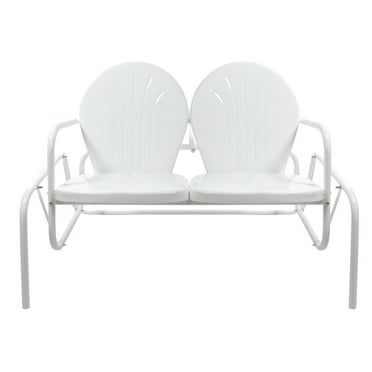 47-Inch Outdoor Retro Tulip Double Glider Chair, Turquoise Blue