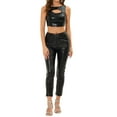 thumbnail image 2 of INSPIRE CHIC Women's Tank Tops Sleeveless Cut Out Clubwear Shiny Metallic Crop Tops L Black, 2 of 6