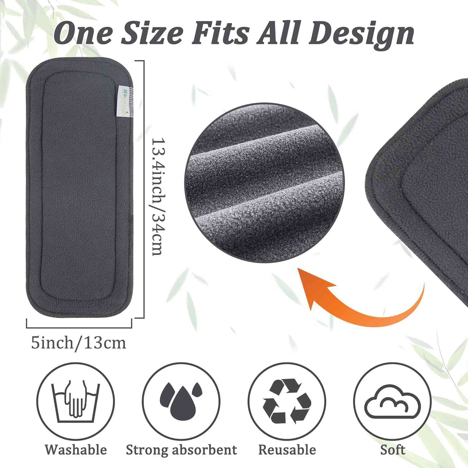 Wegreeco Reusable Soft 12 Pack Cloth Diaper Inserts for Baby Cloth Diaper, High Absorbing Cloth Diaper Inserts