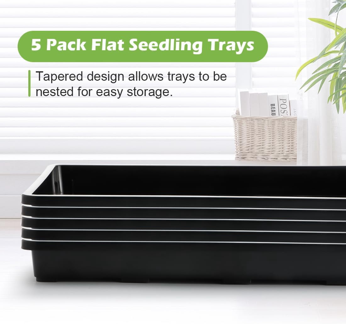 3.5 inch (9CM) Square Nursery Pots 60pcs, Sturdy Seedlings Trays 5 Pcs, Seeds Starter Germination Tray, Microgreenings Planter Nursery Propagation 5 Sets