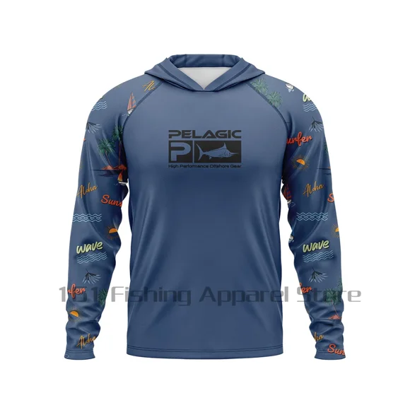 Men Hood Fishing Shirt long sleeve fishing t shirt uv protection Fishing Apparel HL6 L