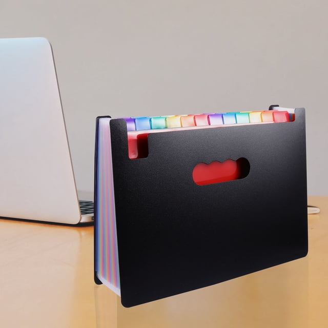 FUEENIRVA 1Pc Large Capacity Plastic File Folder Black Expanding Paper Storage for Documents
