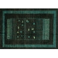 thumbnail image 1 of Ahgly Company Machine Washable Indoor Rectangle Oriental Turquoise Blue Modern Area Rugs, 7' x 10', 1 of 4