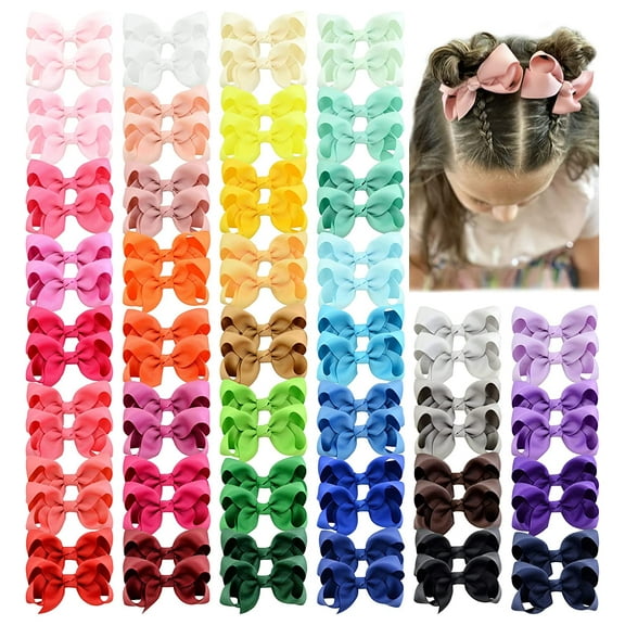 80PCS 3Inch Hair Bows for Girls Grosgrain Ribbon Toddler Hair Accessories with Alligator Clips for Toddlers Baby Girls Kids Teens in Pairs