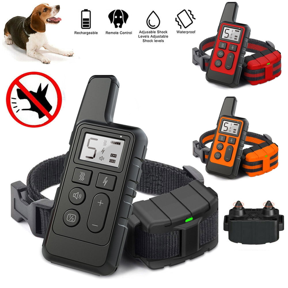 Dog Pet Training Collar Rechargeable Waterproof Electric Shock Anti ...