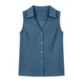 thumbnail image 5 of WCJM Relaxed Fit Wood Button V Neck Collared Sleeveless Tank Blouse Women Summer Cotton Linen Lightweight Breathable Casual Linen Blend Vest Top, 5 of 6