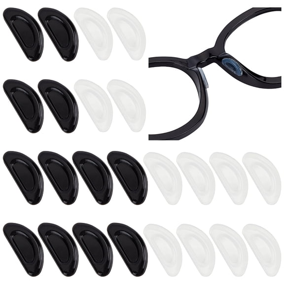 1.5mm 24 Pairs Eyeglasses Nose Pads D-Shape Soft Silicone Adhesive Anti-Slip Air Chamber Nose Pads Grips Cushion DIY