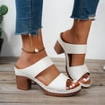 thumbnail image 5 of WMTBSRSW Women's Comfort Chunky Heel Sandals Two Strap Round Open Toe Mules Heels Platform Block Heeled Sandals Stylish & Comfortable for Daily Wear, Work, & Party Events, 5 of 9