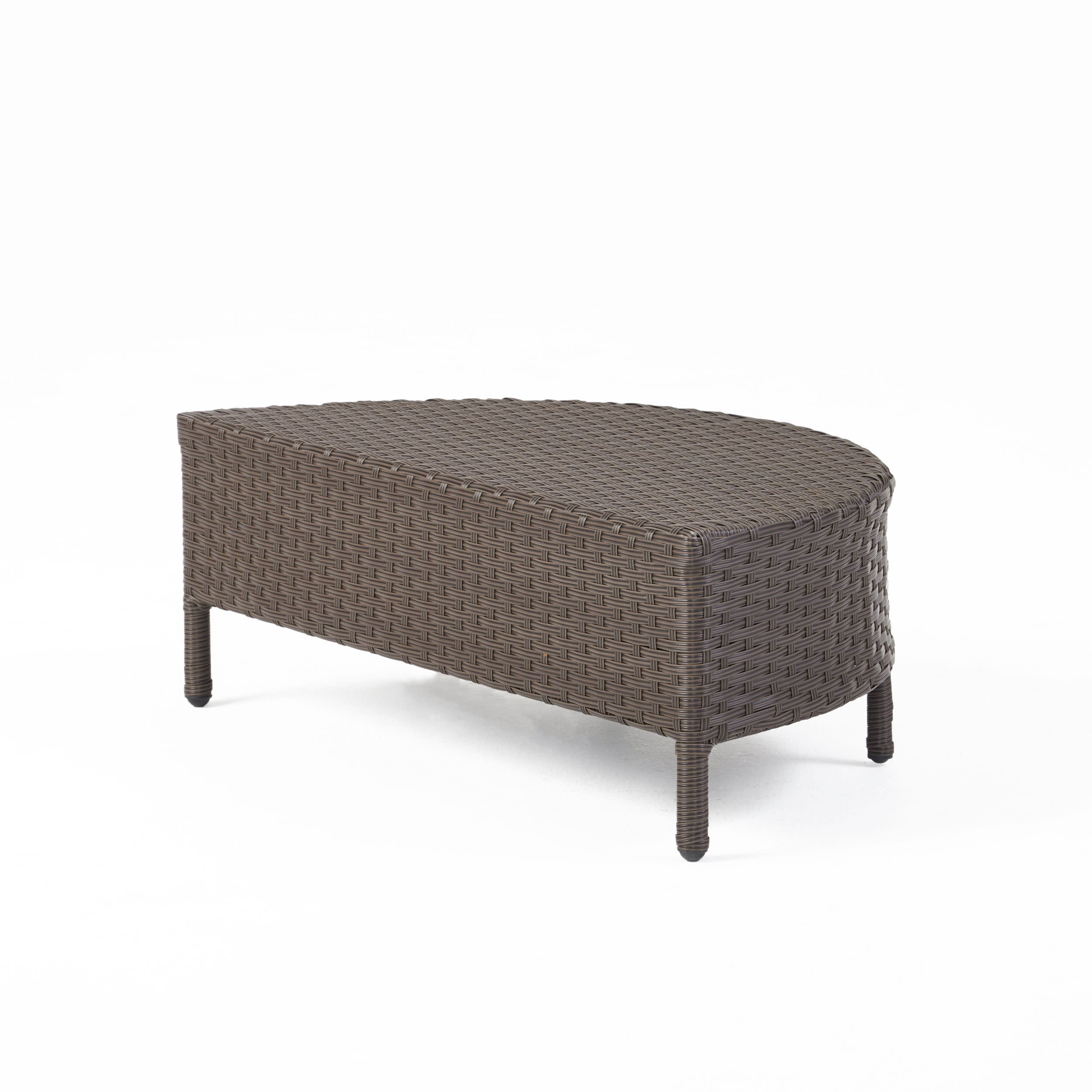 Adelina Wicker Outdoor HalfRound Coffee Table, Dark Brown