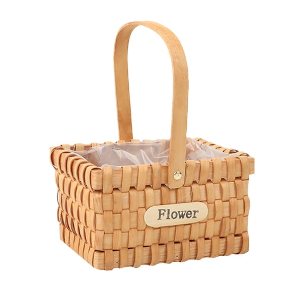 MasteelfCA 1pc Hand Knitting Flower Flower Wooden Basket Flower Arrangement Container