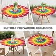 thumbnail image 7 of Rainbow Tie Dye Ray Circle Pattern Round Fitted Tablecloth with Elastic Edge,Dining Table Cover Waterproof,Outdoor Round Tablecloth for Camping,Dining,Indoor and Outdoor, 7 of 7