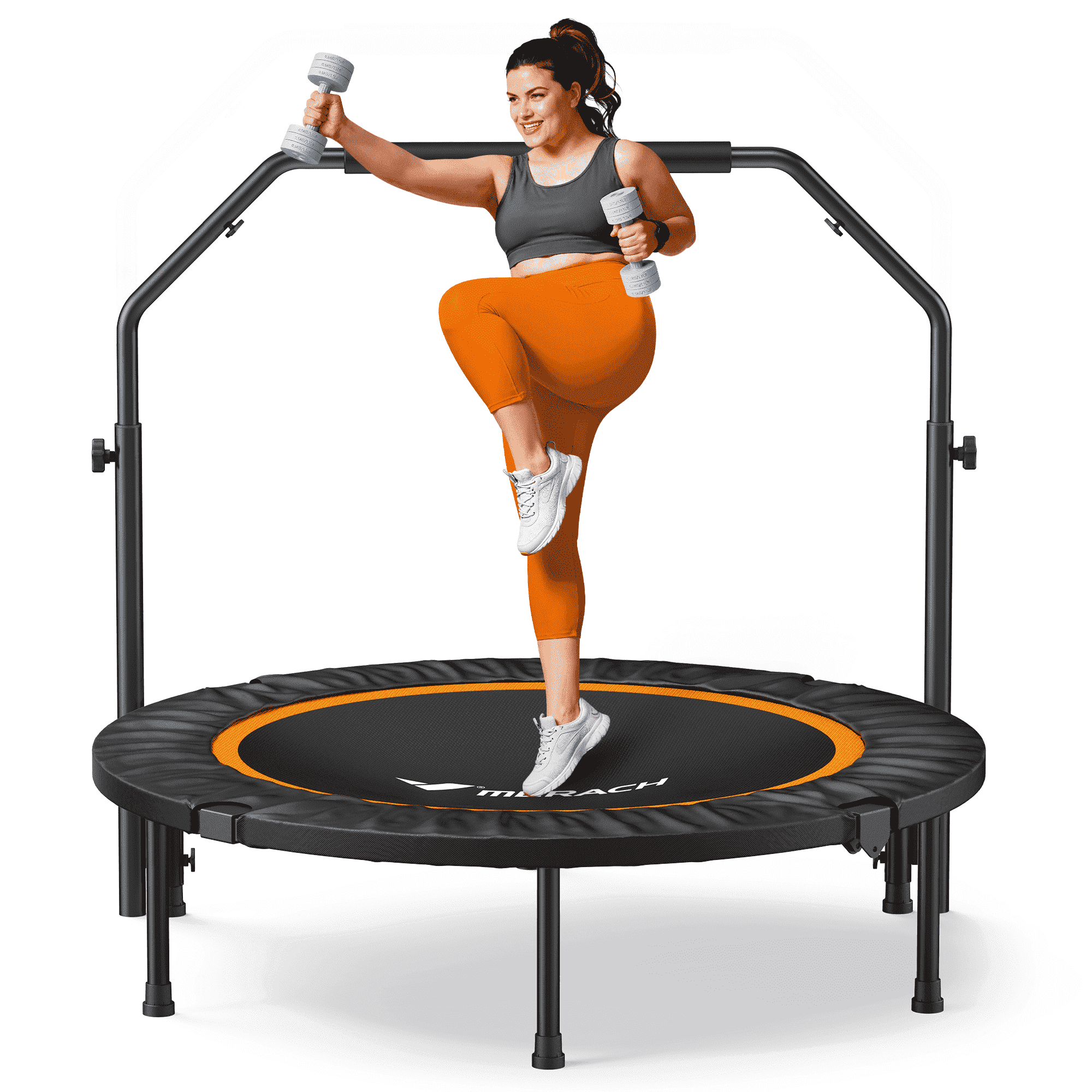 MERACH 40" Mini Trampoline with Handle, Indoor Outdoor Foldable Fitness Rebounder, Round Small Trampoline Gift for Kids Adults, 330 lbs Capacity